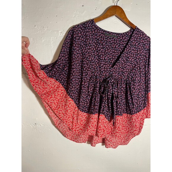 TRF Zara Floral Top Batwing Flutter Cropped Tie Waist Flirty Flowy Romantic M - Picture 3 of 14